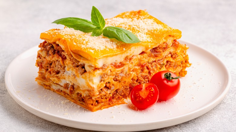 Slice of classic lasagna