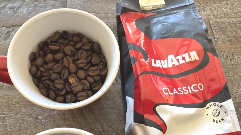 Lavazza Classico coffee beans with bag