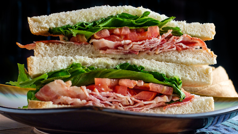 closeup of BLT sandwich