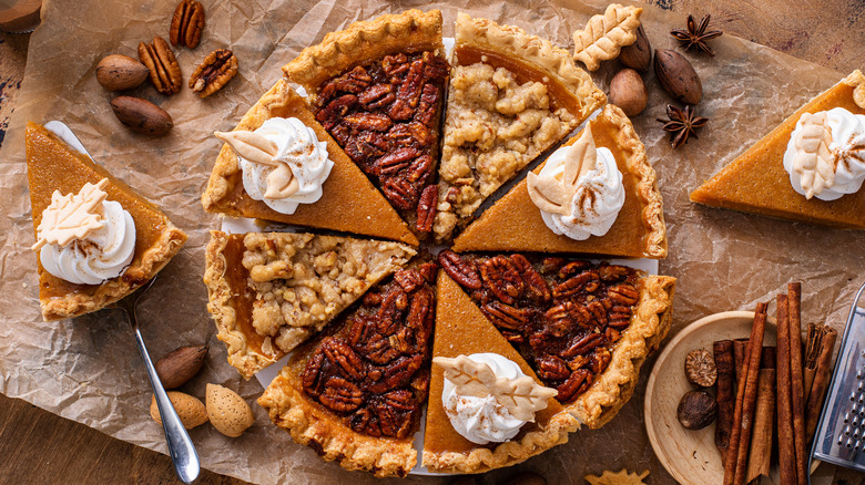 Slices of various pies put together to look like a single pie