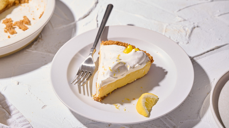 lemon drop pie on a plate