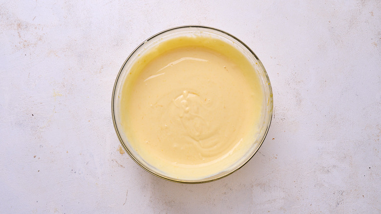lemon pie filling mixed in bowl