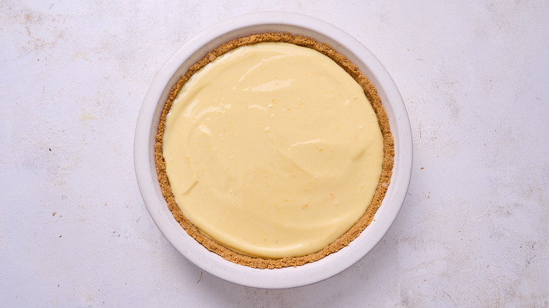lemon filling in baked pie crust