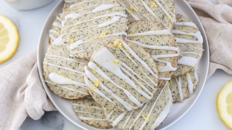 Lemon-glazed Earl Grey cookies on a plate