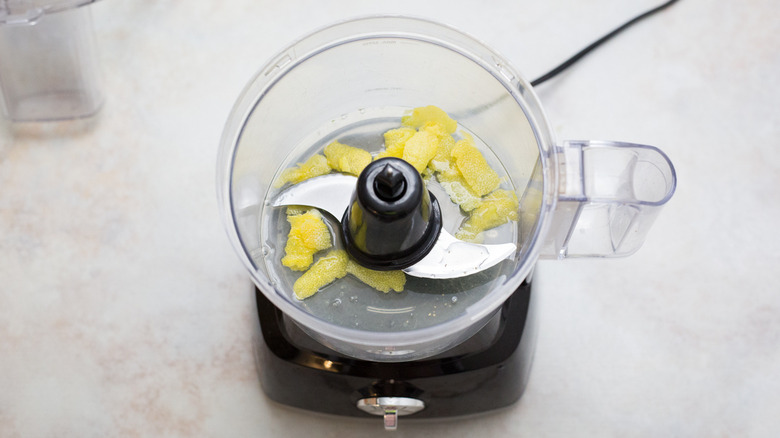 lemon peel in food processor
