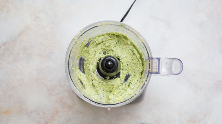 pesto in food processor cup