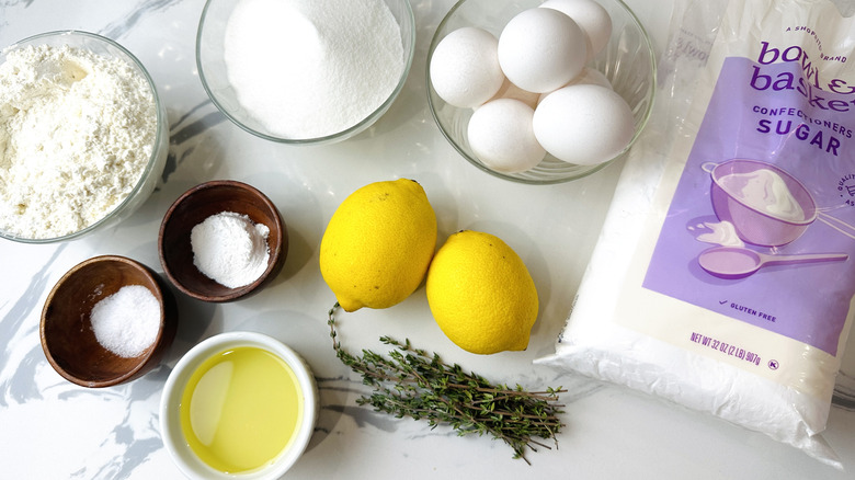 Ingredients for lemon thyme chiffon cake
