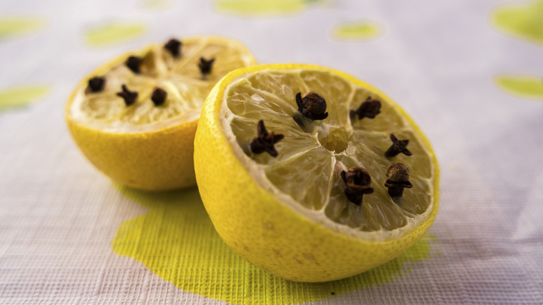A lemon stuck with cloves
