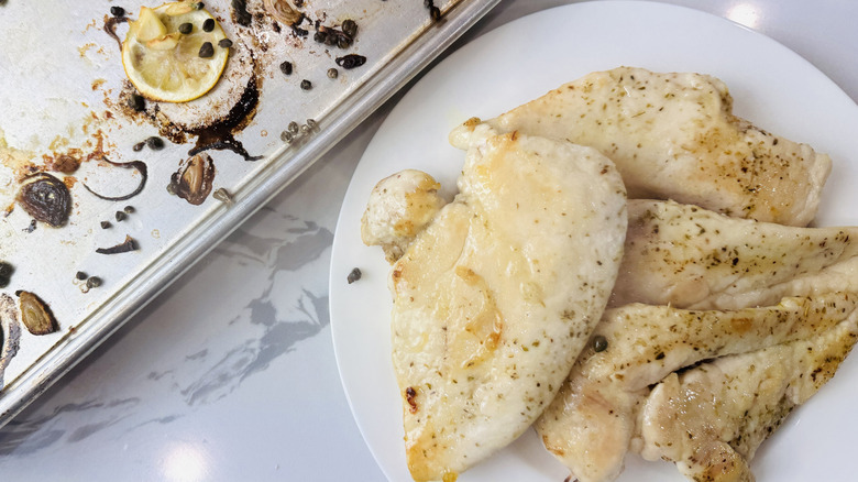 Baked chicken on plate