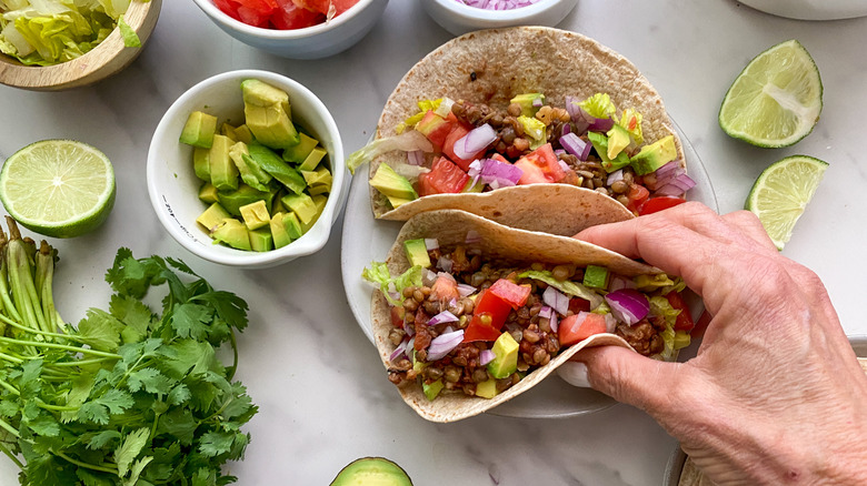 lentil tacos with toppings