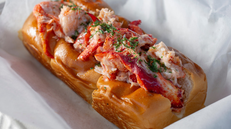 Close up of lobster roll