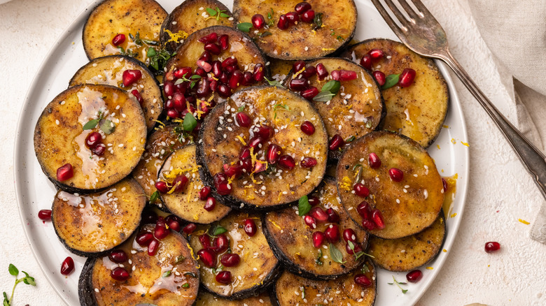 eggplant with pomegranate seeds
