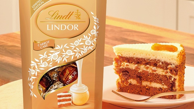 Bag of Lindt carrot cake truffles and cake