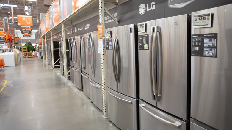 Refrigerators on display, including LG