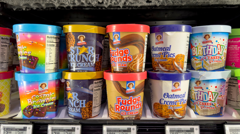Little Debbie's ice creams in a grocery store