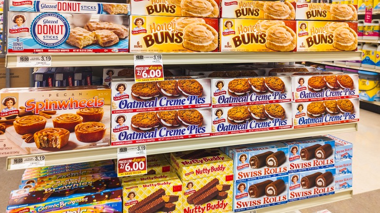 selection of little debbie snacks in store