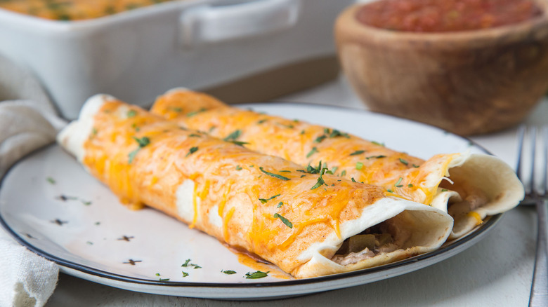 two enchiladas on plate
