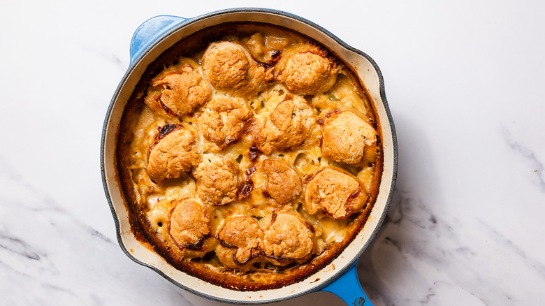 Baked lobster pot pie with biscuits