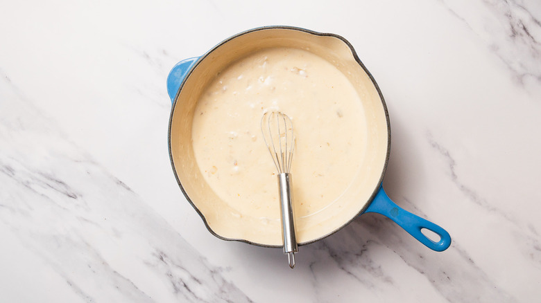 Thickened roux in pan