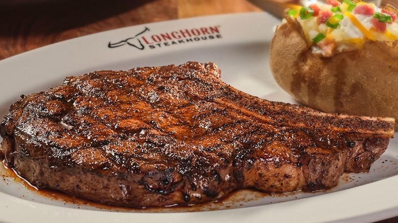 Longhorn steakhouse outlaw ribeye with baked potato
