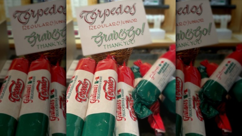 wrapped Torpedo sub sandwiches in store