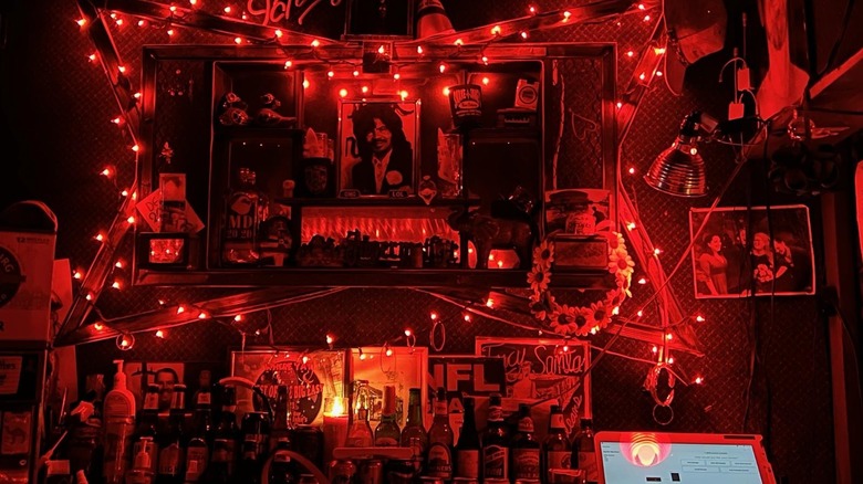 the inside of Snake and Jake's Christmas Club Lounge