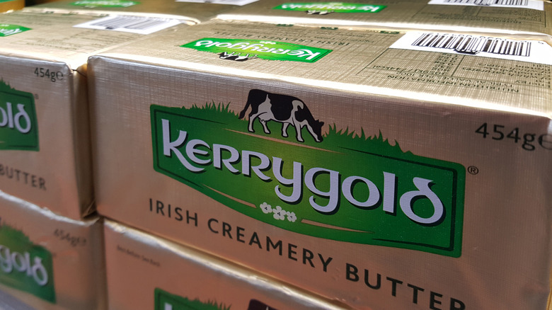 Containers of Kerrygold butter on display