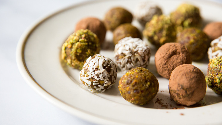 assorted date balls on plate