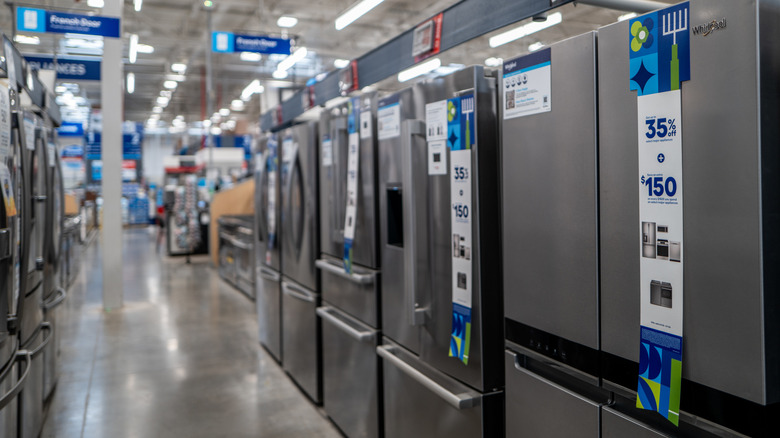 Refrigerators on display at Lowe's