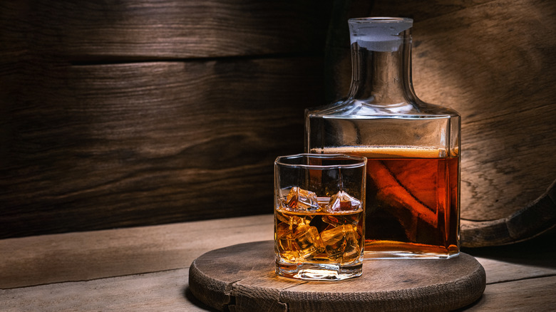 Single-malt whiskey in decanter