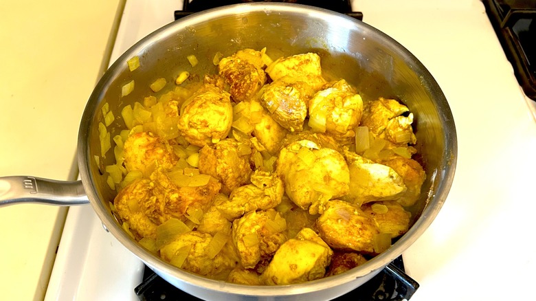 Making a Moroccan chicken tagine in a Made In 3-quart saucier