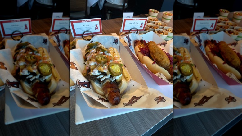 Cali Dog alongside other hot dogs at a food show