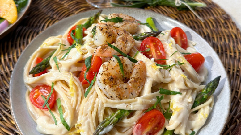 a plate of shrimp scampi from Carrabbas