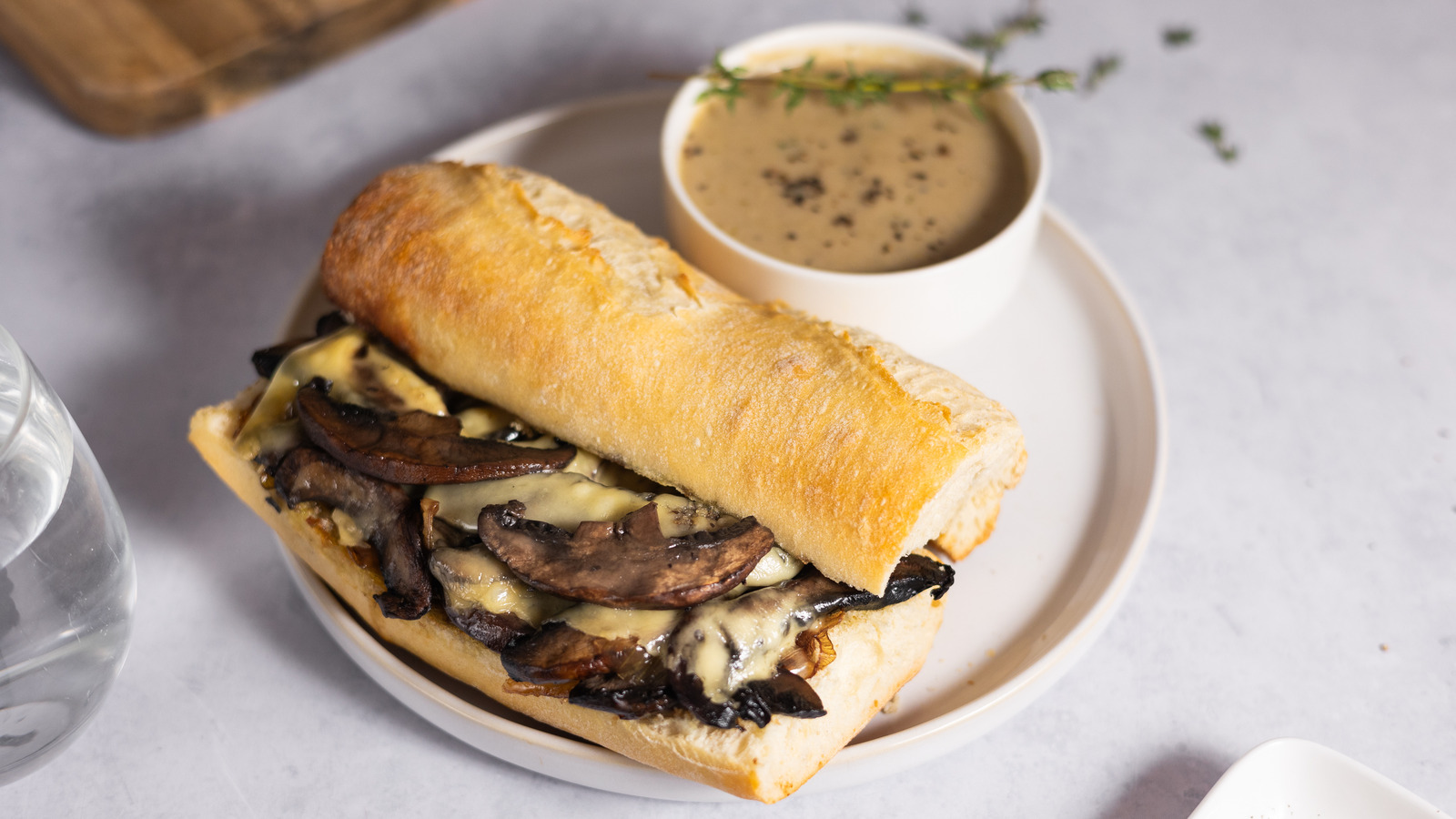 Make A Rich Vegetarian French Dip With Portobello Mushrooms And