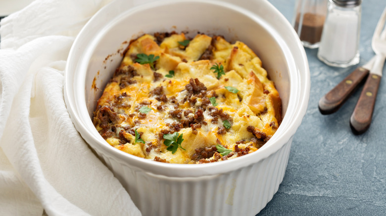 Breakfast strata with sausage
