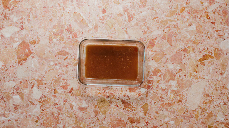 Marinade in glass container