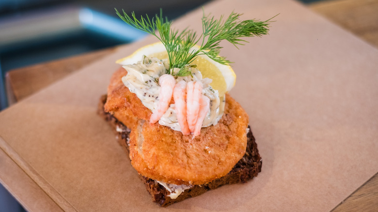 Fish cake gourmet smorbrod sandwich