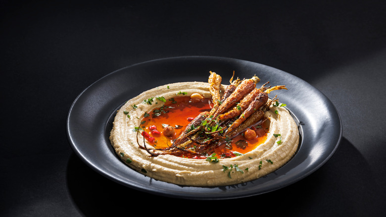 Chili crisp and hummus dish