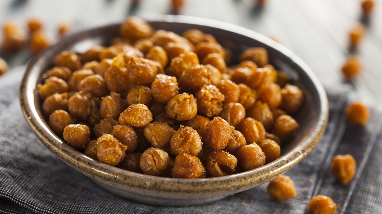 Bowl of roasted chickpeas