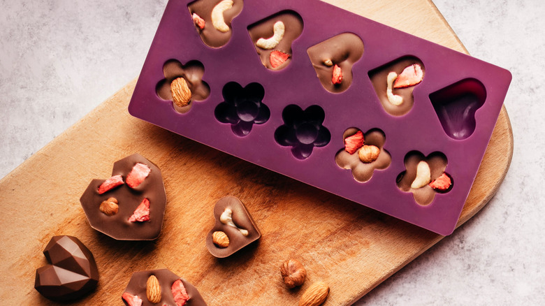 Make Chocolate Bonbons With Rubber Silicone Molds, Not Plastic