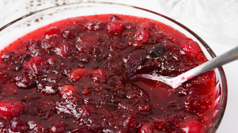 Bowl of cranberry sauce