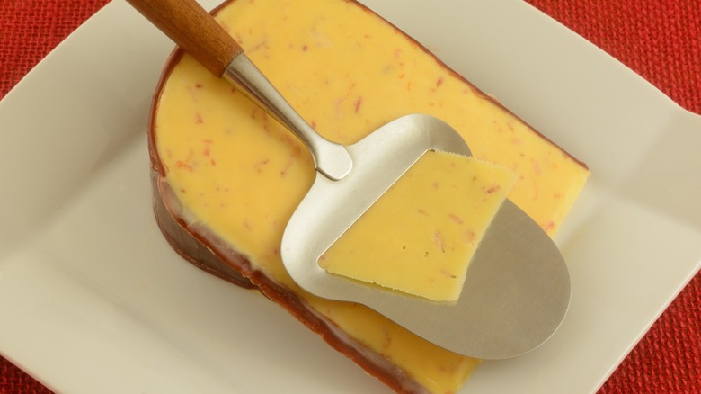 Smoked gouda cheese on plate