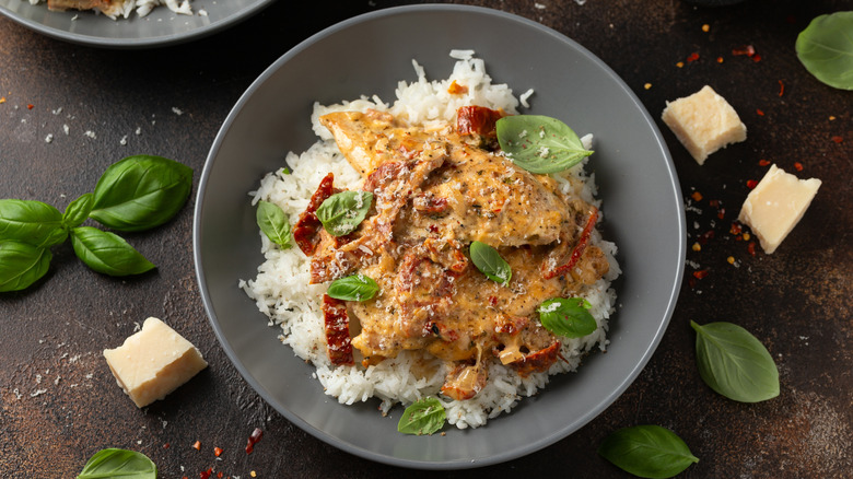 Marry me chicken served over rice