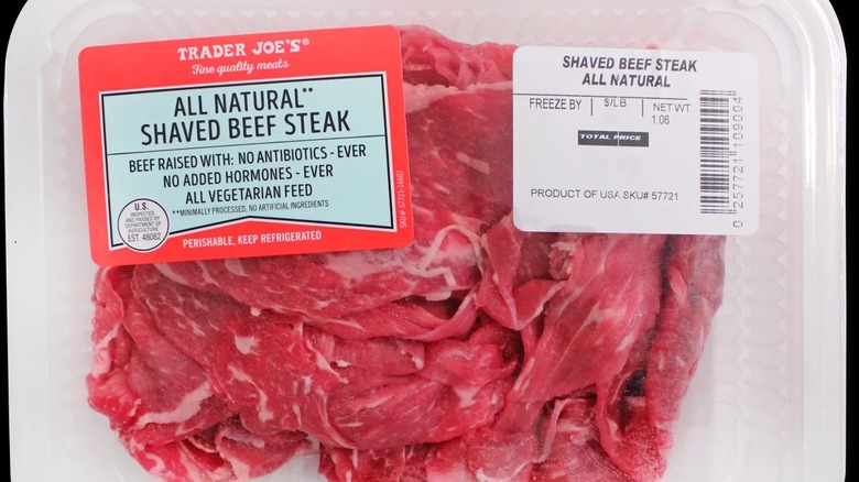 Package of Trader Joe's All Natural Shaved Beef Steak
