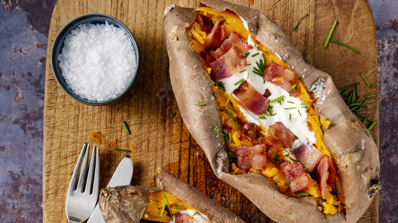 loaded sweet potato on board