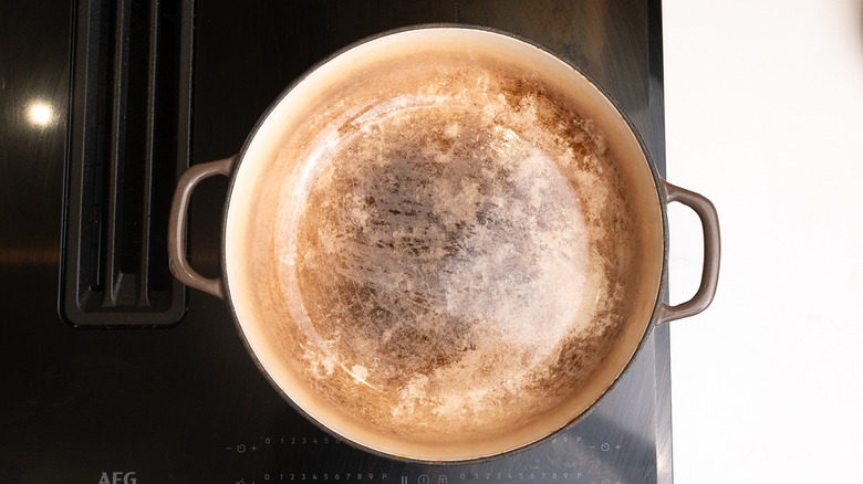 pan on heating element