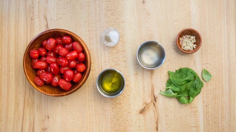 bruschetta sauce ingredients on table
