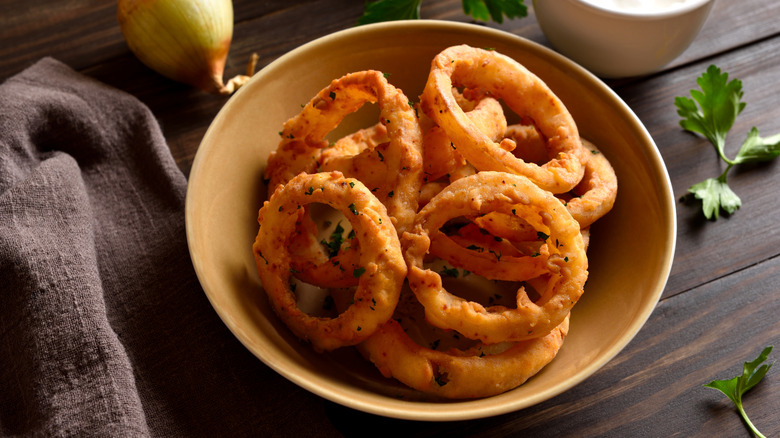 Onion rings in bowl