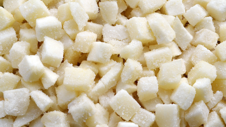 close up of frozen hashbrowns