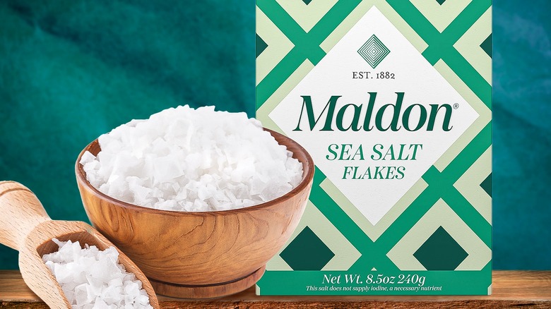 Maldon salt in box and bowl